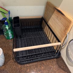 [PRE-ORDER] Modern Black Dish Drainer Rack + FREE Large Wooden Chopping Board