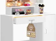 main image for ad Dressing Table  with LED Lighting Mirror Drawer 3 Shelves