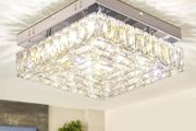 10.6" Modern Crystal Chandeliers Square Ceiling Light Led Ceiling Lights Mini Bedroom Fixture 30W for Kitchen Hallway Dining Room (Color Temperature/Brightness Adjustable)