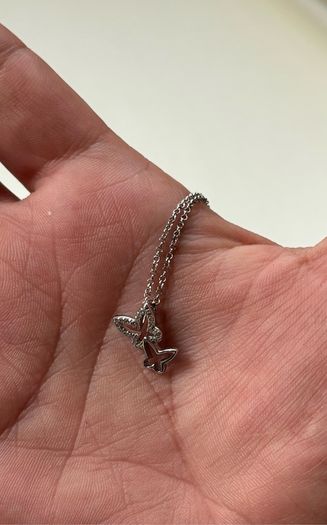 Sterling Silver Necklace with Double Butterfly Pendant