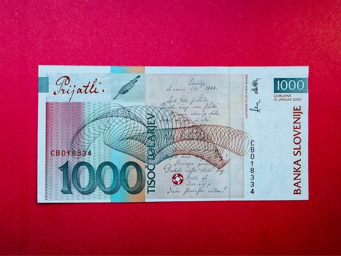 Slovenia. 1,000  Tolarjew  2000  Pick  22a . ( Uncirculated )