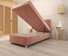 Single upholstered bed with storage box and mattress PIANO