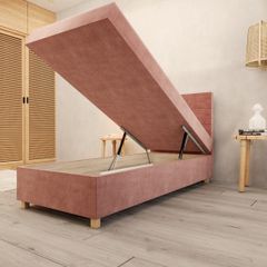 Single upholstered bed with storage box and mattress PIANO