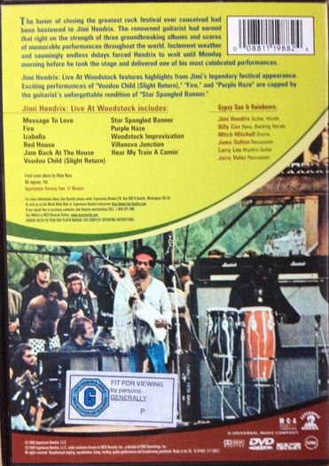 Jimi Hendrix [1999] Live At Woodstock [Music DVD]