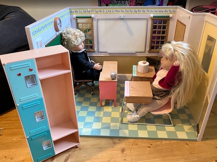 Our Generation doll wardrobe and school classroom set