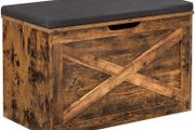_Shoe bench, seat chest, storage cabinet, with upholstery, 76 x 40 x 48 cm, country house style, vintage brown