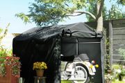 2.2 x 1.6 m Garden Storage Tent, Waterproof Anti-UV Bike Tent with Roll-up Zipper Door, Galvanised Outdoor Storage Shelter Carport for Bike, Motorbike, Garden Tools, Dark Grey