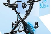 Exercise Bike 5 in 1 Quiet Folding Exercise Bikes for Home Use 16 Level Adjustable Magnetic Resistance Foldable Stationary Exercise Bike, LCD Display with Heart Rate, 350LBS Capacity Comfort Seat
