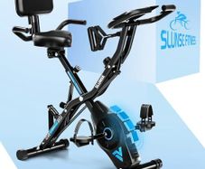 Exercise Bike 5 in 1 Quiet Folding Exercise Bikes for Home Use 16 Level Adjustable Magnetic Resistance Foldable Stationary Exercise Bike, LCD Display with Heart Rate, 350LBS Capacity Comfort Seat
