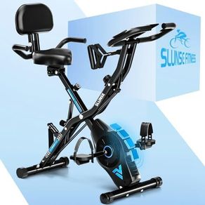 Exercise Bike 5 in 1 Quiet Folding Exercise Bikes for Home Use 16 Level Adjustable Magnetic Resistance Foldable Stationary Exercise Bike, LCD Display with Heart Rate, 350LBS Capacity Comfort Seat