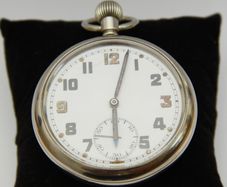 Vintage Silver Cased Swiss made Military Issue Pocket Watch