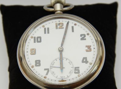 Vintage Silver Cased Swiss made Military Issue Pocket Watch
