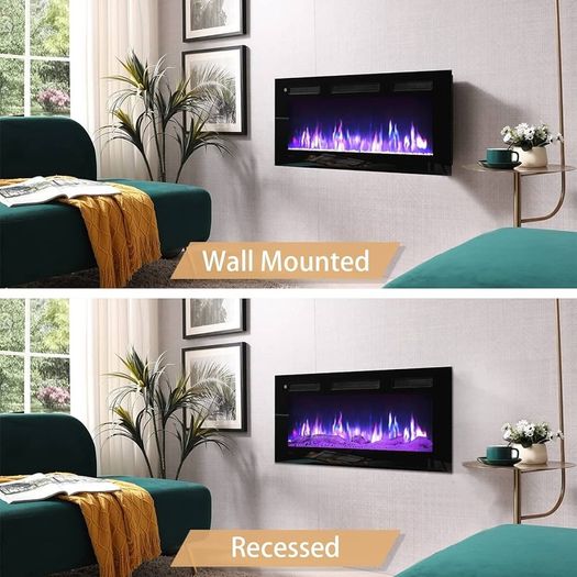 NEW SALE |  3 in 1 Electric Fireplace, Freestanding, Wall Mounted, Recessed, 9 Colour Flame Effect, Media Wall Compatible, 900W - 1800W Heater