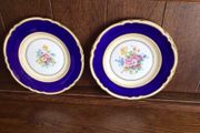 A Pair of 9 inch Crown Staffordshire Bone china floral plates