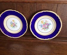 A Pair of 9 inch Crown Staffordshire Bone china floral plates