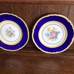 A Pair of 9 inch Crown Staffordshire Bone china floral plates