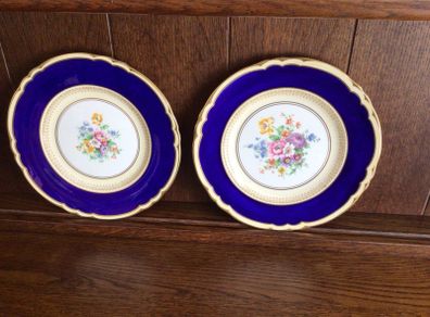 A Pair of 9 inch Crown Staffordshire Bone china floral plates