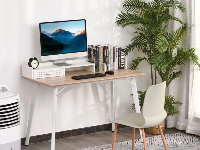 New Computer Desk with Monitor Stand, Drawer and Storage Compartments. Compact Desk for Home Office