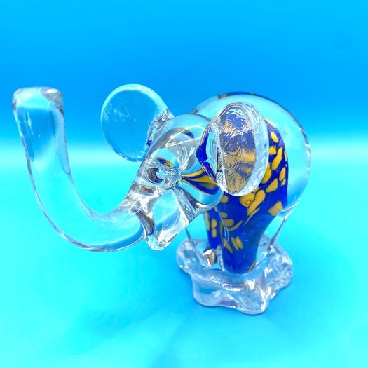 Vintage Murano Style Art Glass Elephant Paperweight