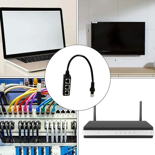 3 in 1 RJ45 Splitter LAN Ethernet Network RJ45 Connector Extender Adapter Cable for Networking Extension 1 Male to 3 Female