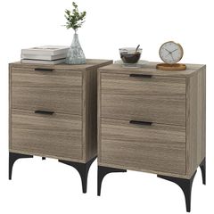 Set of Two Wood Effect Bedside Tables