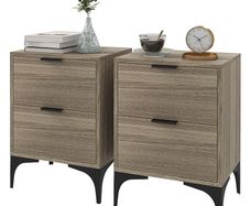 Set of Two Wood Effect Bedside Tables
