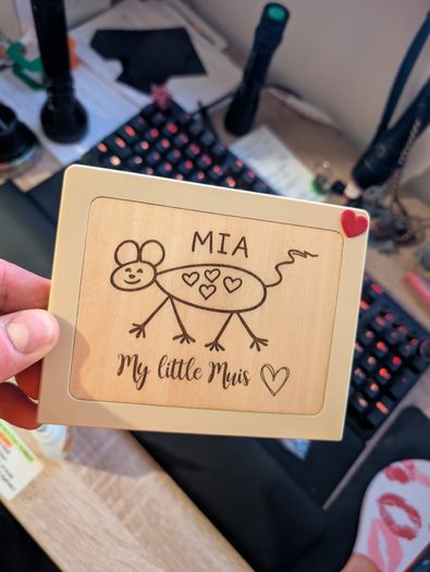 Personalised Memory Keepsake Frame - Custom Drawing or Handwriting Engraved Plaque - Handmade Multi-Material Sentimental Gift
