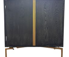 Black wood freestanding cabinet with gold trim