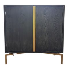 Black wood freestanding cabinet with gold trim