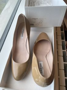 L.K. Bennett patent taupe shoes Size 39