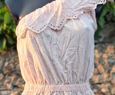 Mango -  Rose Pink Broderie Anglaise Embroidery Peplum Top