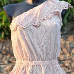 Mango -  Rose Pink Broderie Anglaise Embroidery Peplum Top