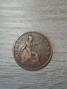 Great Britain UK 1927 Half Penny George V Coin - free standard postage