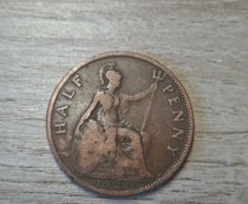 Great Britain UK 1927 Half Penny George V Coin - free standard postage