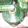 4 Beautiful Old Green Glass Oil Lamps, Postage Available Image 6