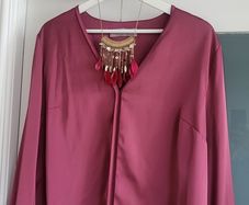 Paul Costello raspberry blouse Sz M (Fit 10-12 UK)