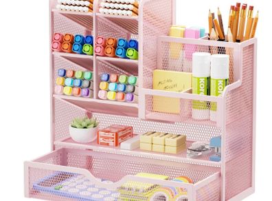 Brand New Marbrasse Mesh Desk Organizer, Multifunctional Pen Holder with Drawer