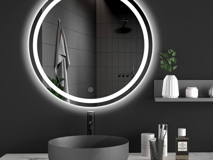 500mm Round LED Bathroom Mirror with Light, Wall Mounted Makeup Mirror with Cold White Light, Anti-Fog, IP44, Large Circle Mirror Backlit + Front Light (FREE POSTAGE)