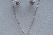 Shamballa beads sterling silver set/stud earrings and pendant/