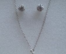 Shamballa beads sterling silver set/stud earrings and pendant/