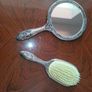 Vintage silver plated hair brush and hand mirror, vanity dressing table set Image 2