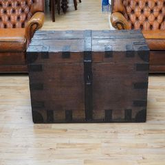 Antique Iron-Bound Oak Trunk / Valuables Chest, c.1780-1820