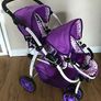 Purple Tandem Stroller for Dolls Image 5