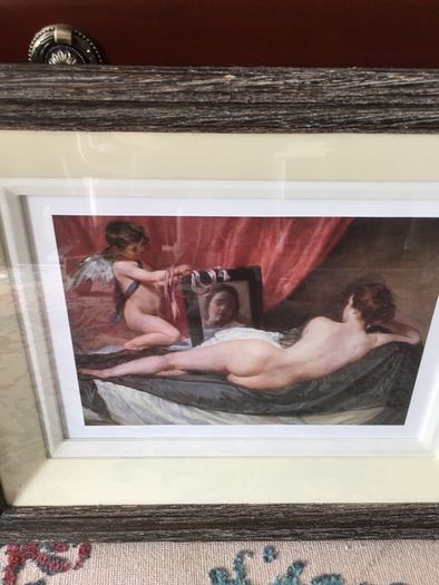 Wooden frame print , glass