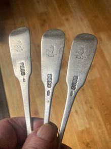 3 heavy silver antique forks made in 1834 and fully hallmarked for Dublin 8 inches long weighing 6.63 ounces