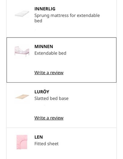 IKEA Pink Minnen Extendable Kids Bed and Mattress