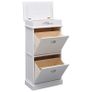 Shoe Cabinet White 50x28x98 cm Paulownia Wood Image 3