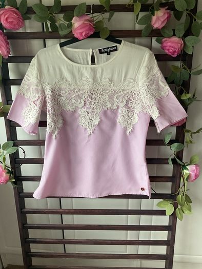 short sleeve pink & white top uk size 8 rant & rave brand