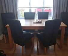 Oak dining table and chairs