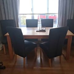 Oak dining table and chairs